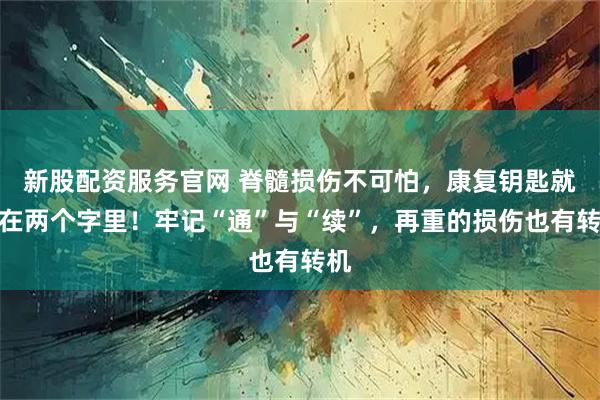 新股配资服务官网 脊髓损伤不可怕,康复钥匙就藏在两个字里!牢记“通”与“续”,再重的损伤也有转机