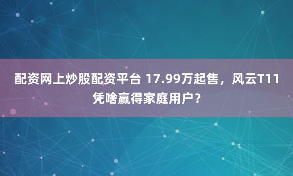 配资网上炒股配资平台 17.99万起售，风云T11凭啥赢得家庭用户？