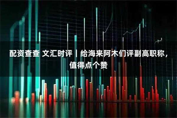 配资查查 文汇时评｜给海来阿木们评副高职称，值得点个赞